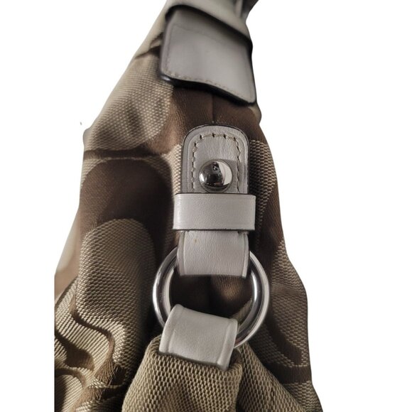 Coach Signature F15068 Canvas Hobo Shoulder Bag Beige & Brown - Picture 5 of 16